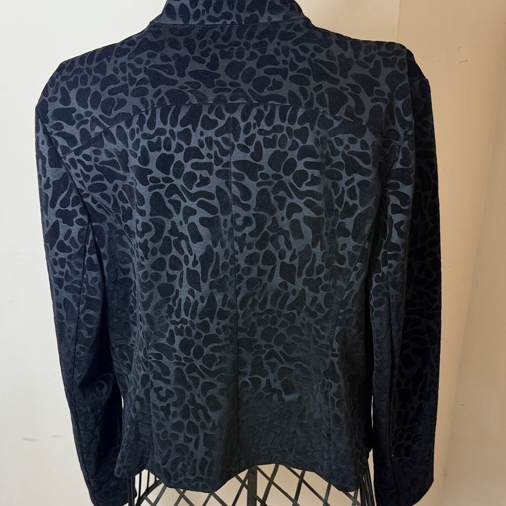Anne Klein Black Patterned Bomber Jacket - Picture 7 of 15